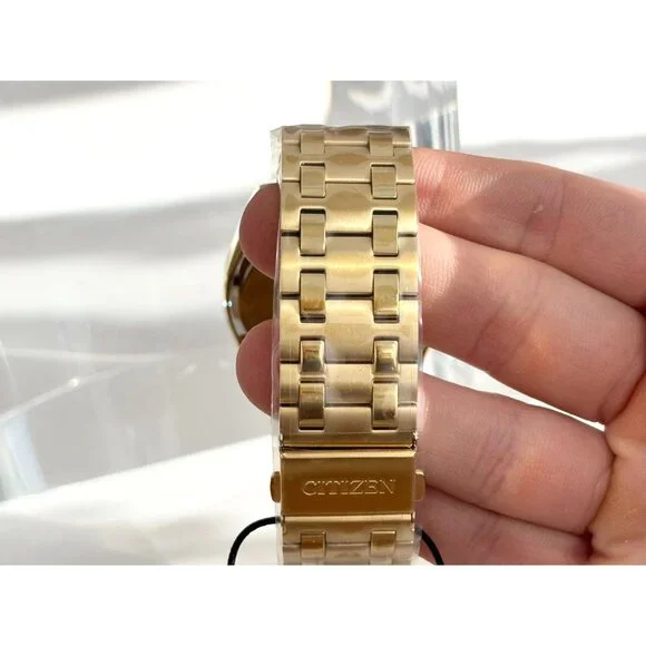 NEW Citizen Eco Drive Men's Peyten Champagne Dial Gold Band Watch BM752-54P 41mm - Picture 9 of 16